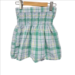 Free Assembly Green and Blue Plaid Smocked Skirt